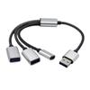 USB 2.0 Power Splitter Cable 1 Male To 2 Female Adapter with USB C for Charging and Data Sync For Laptop Computer