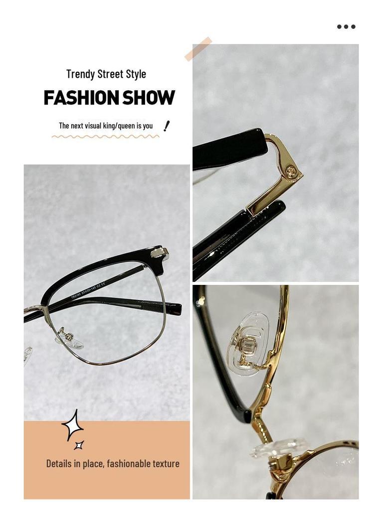 2180 Retro TR Eyebrow Danyang Metal Glasses Frame Unisex Students Trendy Prescription Eyewear