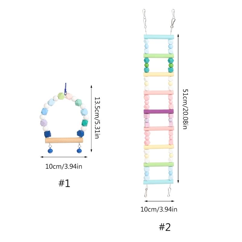 Parrots Swing for Birdcage Hanging-Perch Stand Cockatiel Ladder Birdcage Swing Climbing Ladder Toy for Parakeets Budgies
