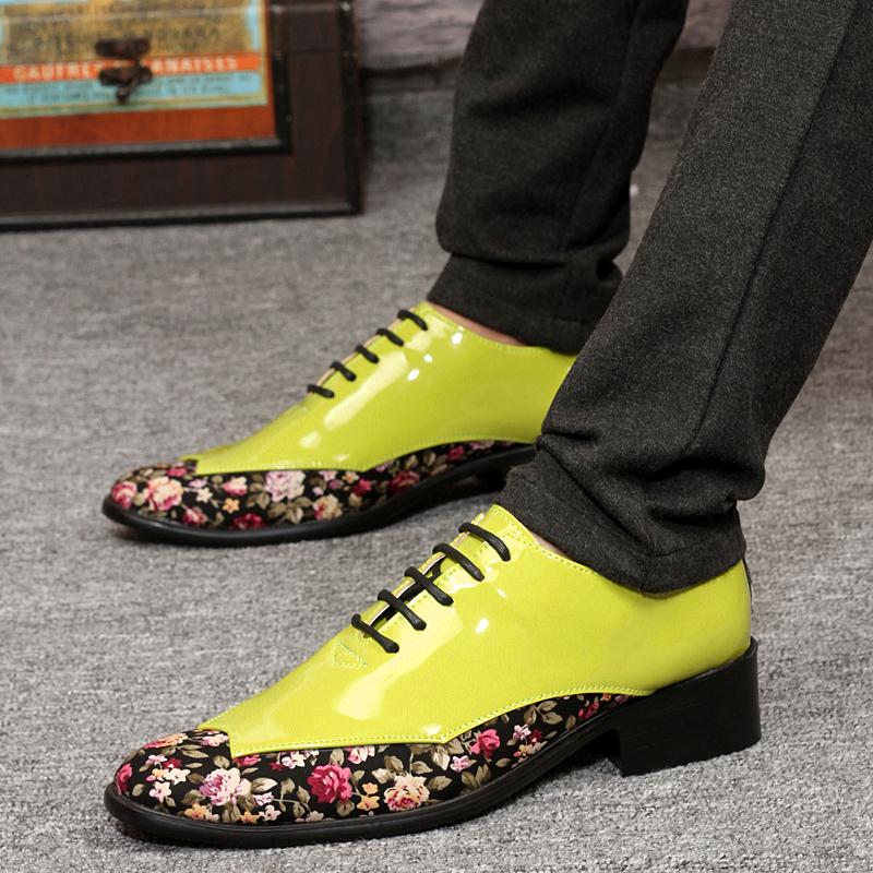 Fashion 2024 British style Green Men's Casual Leather Shoes Fashion Print Formal Oxford Shoes For Men Designer High Heel Dress Shoes Men