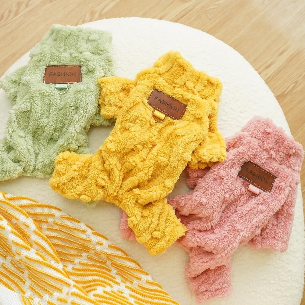 Plush Cat Winter Sweater Pink Green Yellow Pet Clothing New Fleece Jumpsuit  Indoor Wear