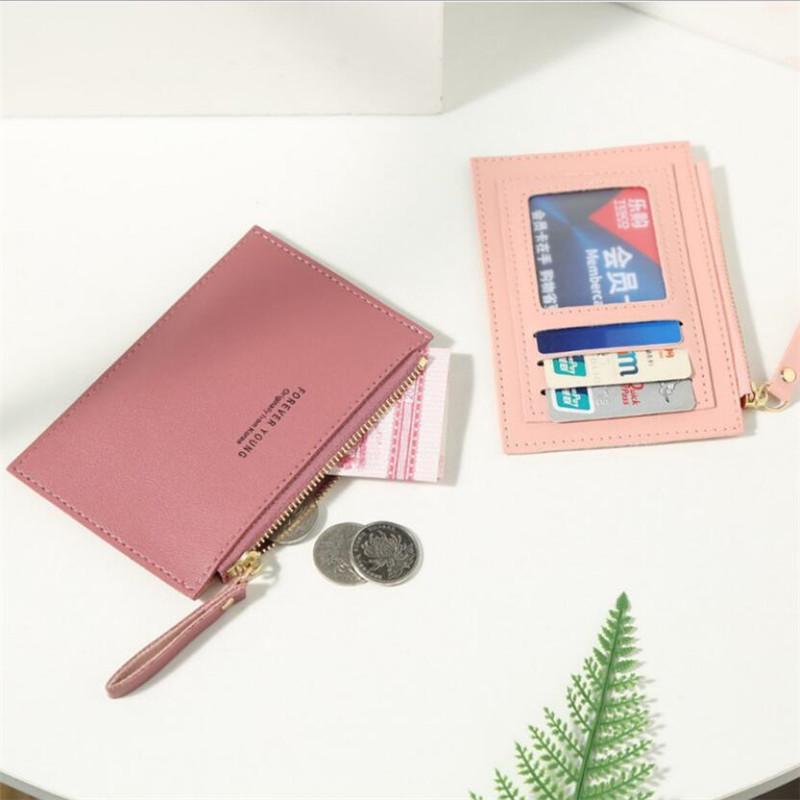 1pc Men's Women's PU Zipper Cash ID Card Credit Card Holder Pure Color Mini Business Card Case Name Card Holder Holiday Gift