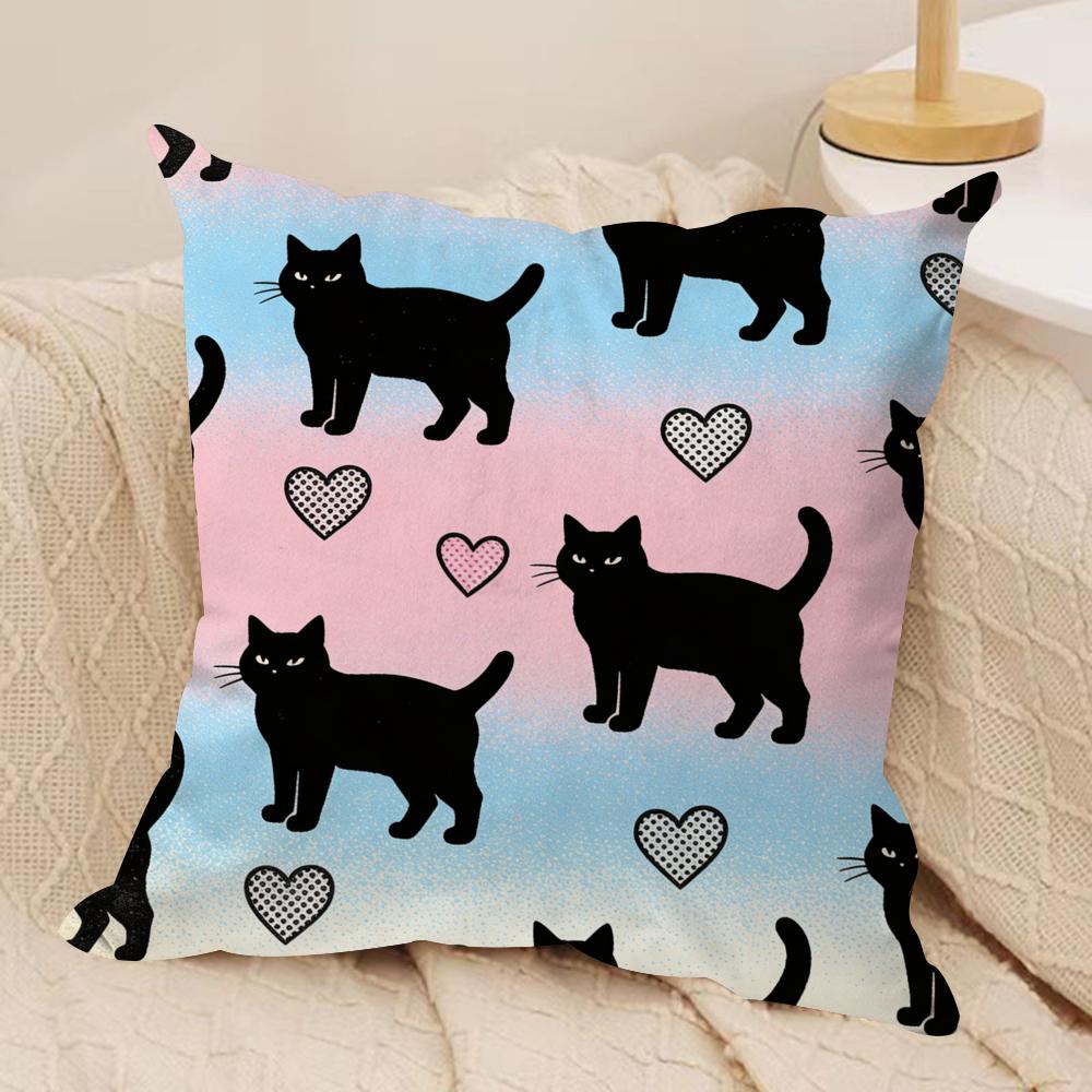 Blackcat Cushion Cover Silky Short Plush Sofa Pillow Cover Hidden Zipper Soft Dustproof Case For Home Decor