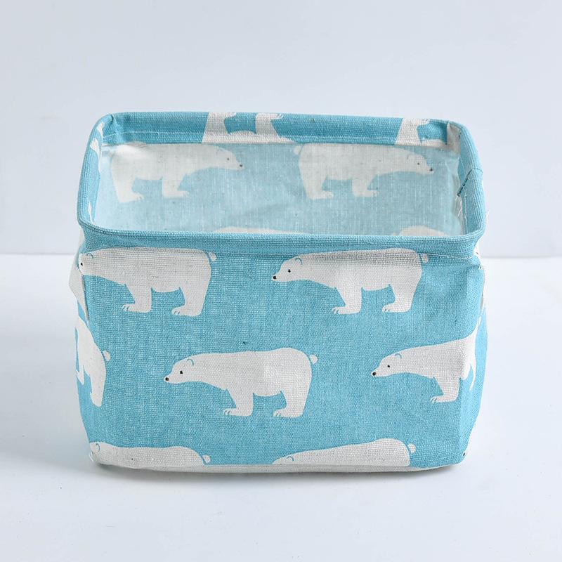 1pc Cotton Linen Fabric Waterproof Desktop Sundries Basket Storage Box Cosmetic Toy Organizer Underwear Socks Clothes Storagebag