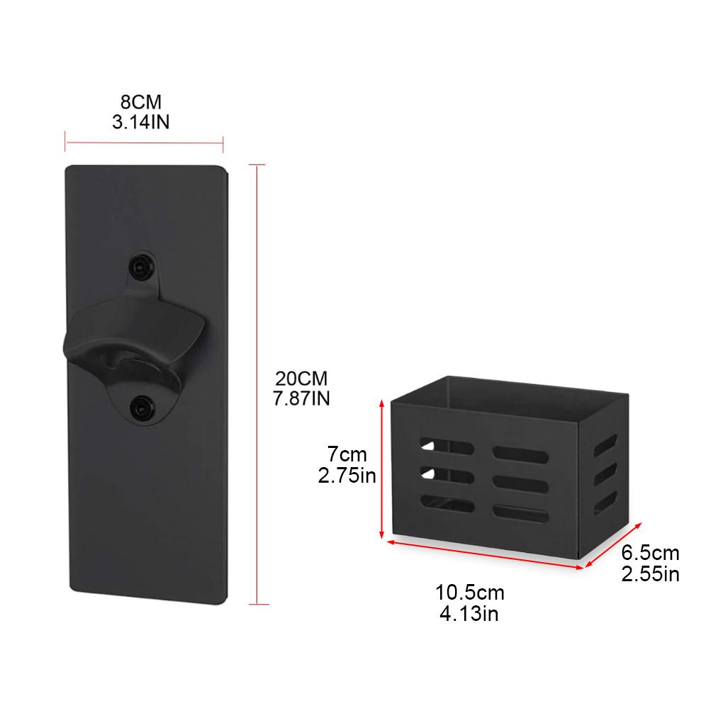 Stainless Steel Wall-Mounted Wine Bottle Opener Counter Beverage Cap Remover with Basket Night Clubs Supplies Decoration