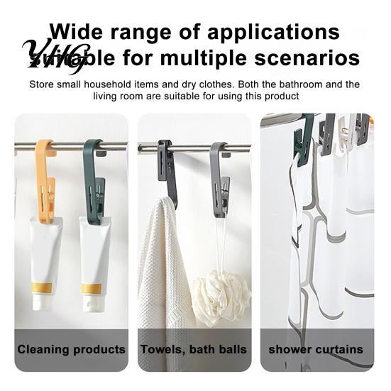 Bathroom Towel Holders Laundry Hook with Clip, Non-Drilling ABS Closet Organizer, Multi Purpose Punch Free Mounting Clips Durable Anti-slip