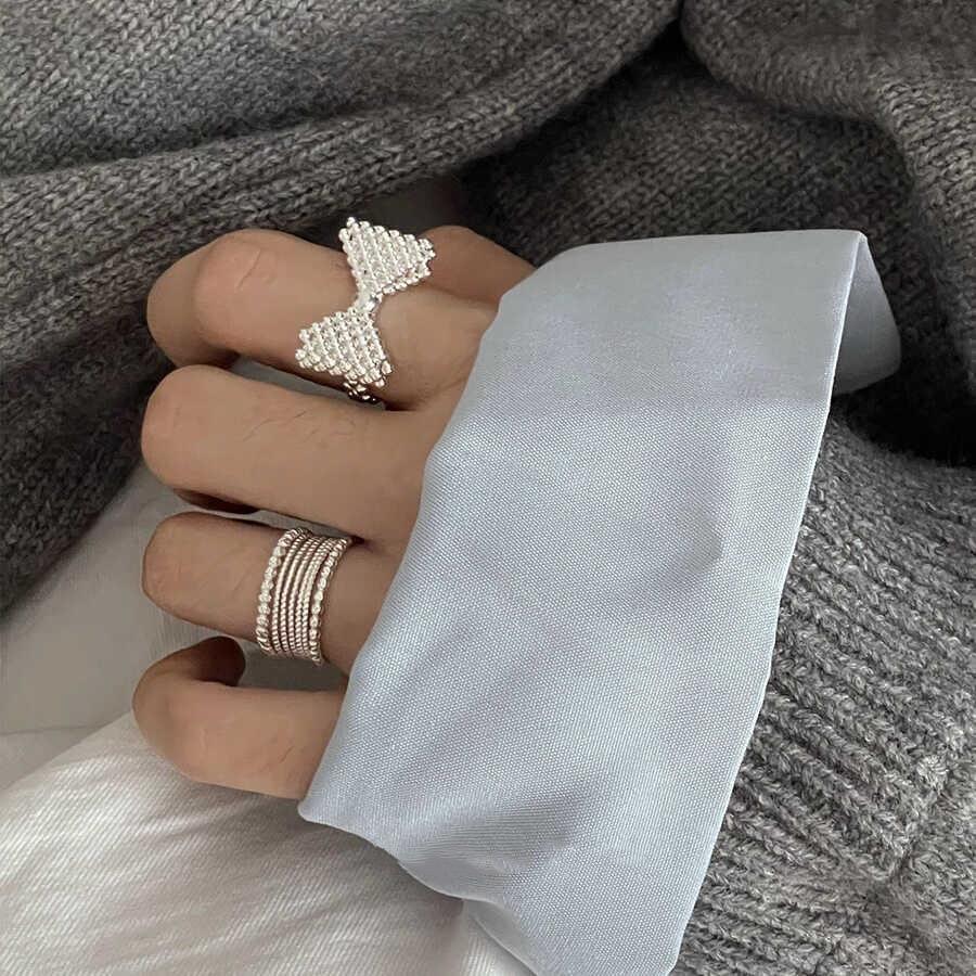 Xiaomi 925 Sterling Silver Rings Fashion Hip Hop Vintage Couples Creative Big Bow Design Thai Silver Party Jewelry Birthday Gifts