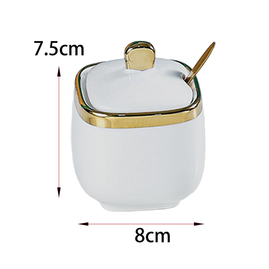 300ml Porcelánová Cukřenka Kořenka s Víčkem a Lžičkou Solnička Nádoba na Cukr Dávkovač pro Domácí Bar Kuchyňské Gadžety