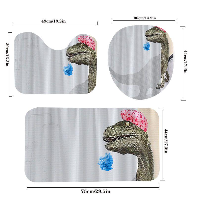 Colorful Bohemian Dinosaur Stone 3d Digital Printing Waterproof Polyester Shower Curtain For Vibrant Bathroom Decor