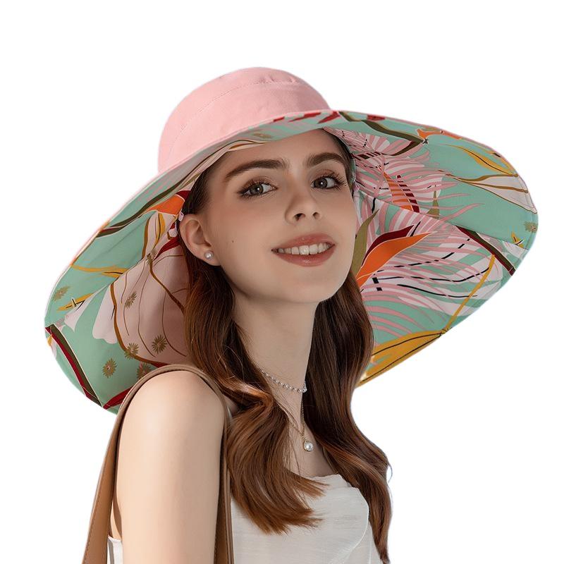 European and American New Double-sided Bucket Hat Women's Summer Widened Brim Sun Hat Fashion Sunscreen Sun Hat