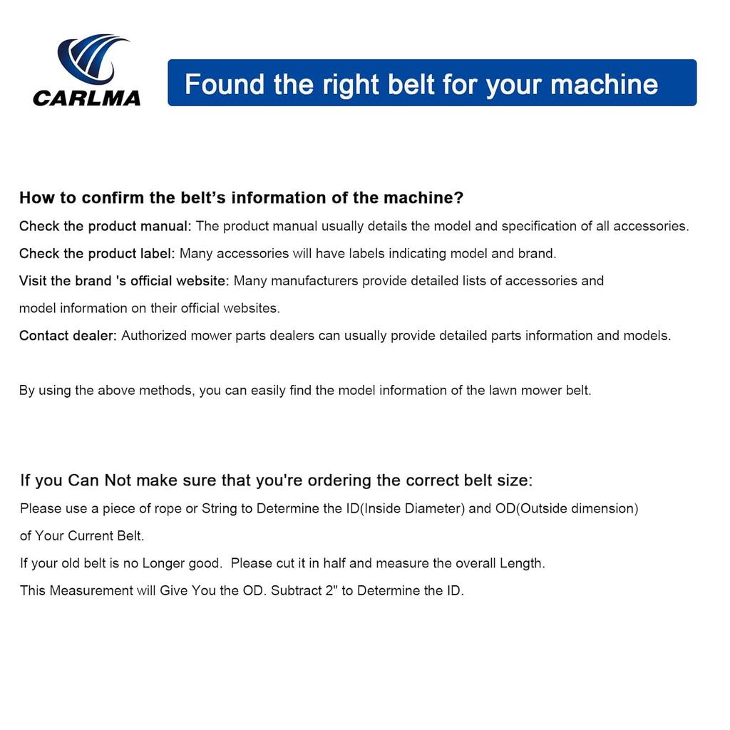 Lawn Mower Deck Belt for Exmark Mowers 1-413093 413093 44" Lazer Z 48" Turf Tracer, for Husqvarna 539109242 EZ 4824 RZ 4824 WH 4817 Z 4822 (5/8" x