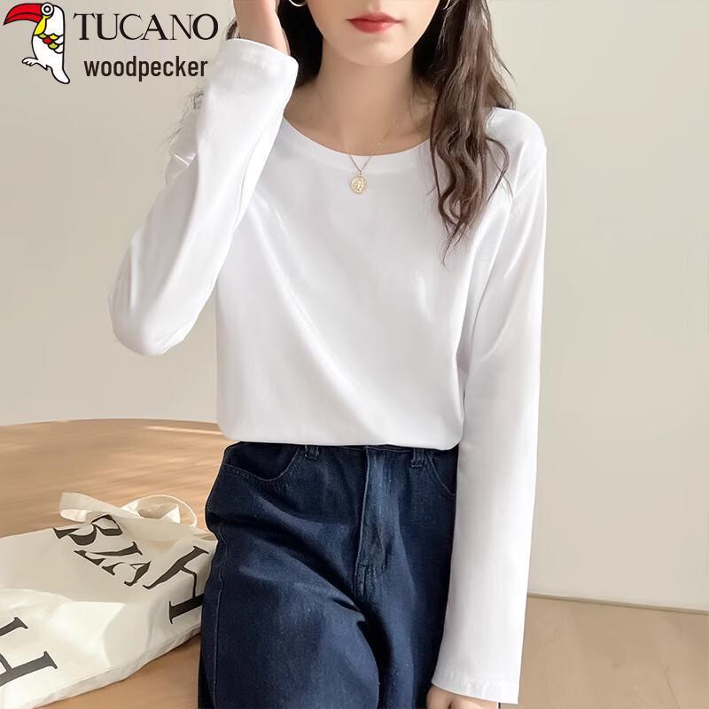 Woodpecker Women's Pure Cotton Long Sleeve Round Neck T-Shirt