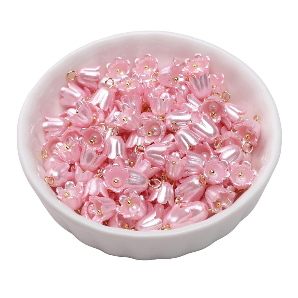 Acrylic Imitation Pearl Color Preservation Cream Lily Orchid Charms Pendant For Jewelry Making Accessories