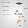 Nordic Modern Diamond Pendant Lamp Originality Living Room Bedroom Board Room Decoration Chandeliers Simple Iron Cloth LED Light
