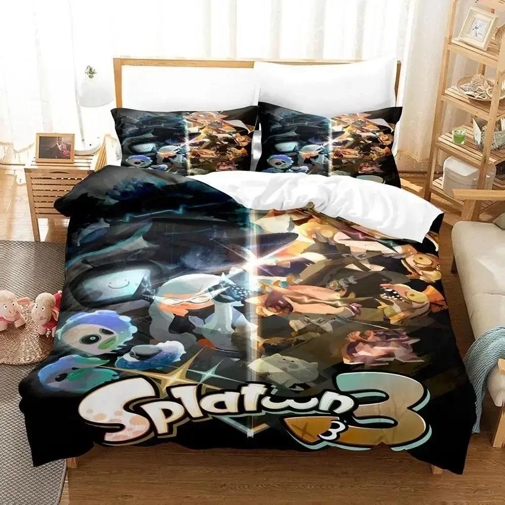 Kawaii Game Splatoon 3 Sleep Bedding Collection Single Size Twin Size Full Queen Dimension King Size Size Bed Collection Adult Kid Bedroom Duvet cover