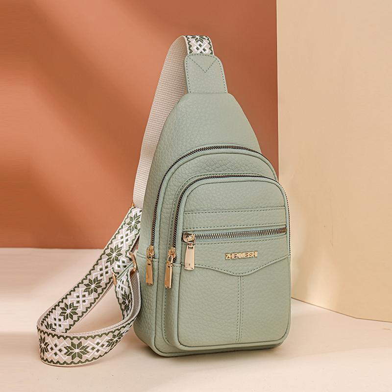Měkká kožená náprsní taška Dámská crossbody taška Barevná taška přes rameno Sportovní taška přes rameno Dámská náprsní taška