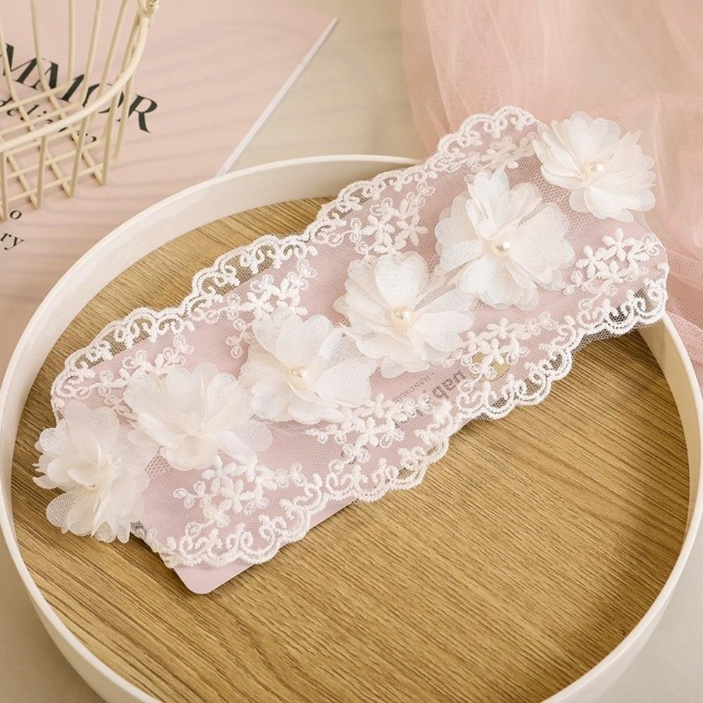 Hair Accessory Hollow Headband Elastic Lace Flowers Headwear White Cute Head Hoop Princess Girl