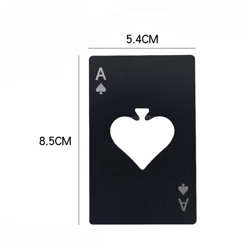 Black White Creative Stainless Steel Bottle Opener Poker Ace of Spades Pocket Card Wine Beer Soda Cap Decapper Kitchen Tools