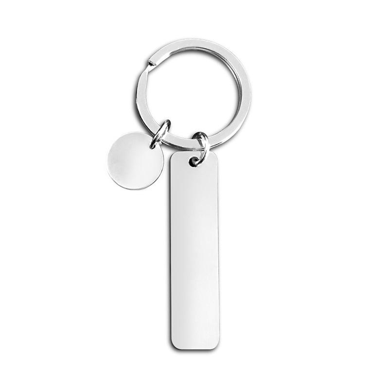 Euro-American Blank Keychain: Long Strip/Round Metal, Holiday Gift