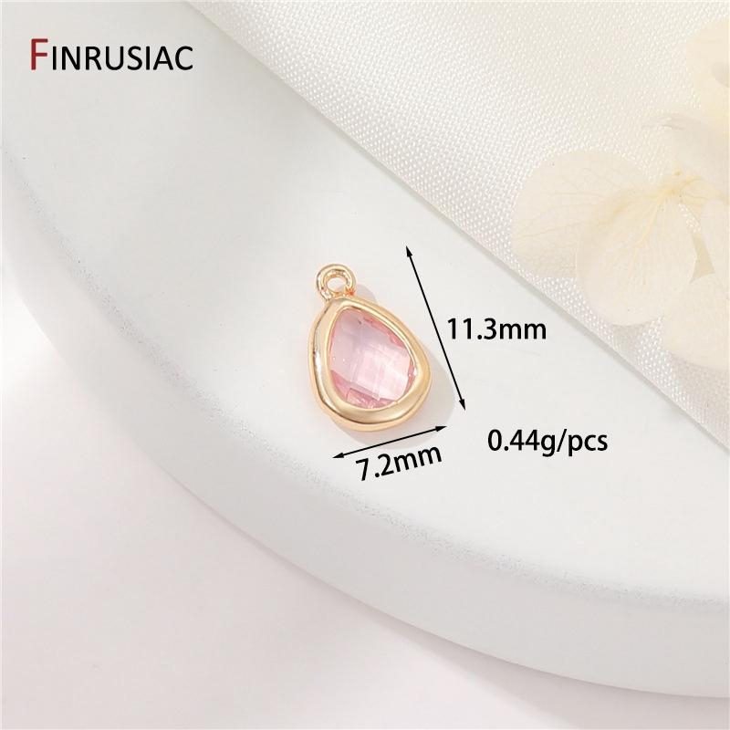 DIY Pendant Necklace Making Accessories 14K Gold Plated Brass Zircon Geometric Charms For Women Jewelry Making Supplies