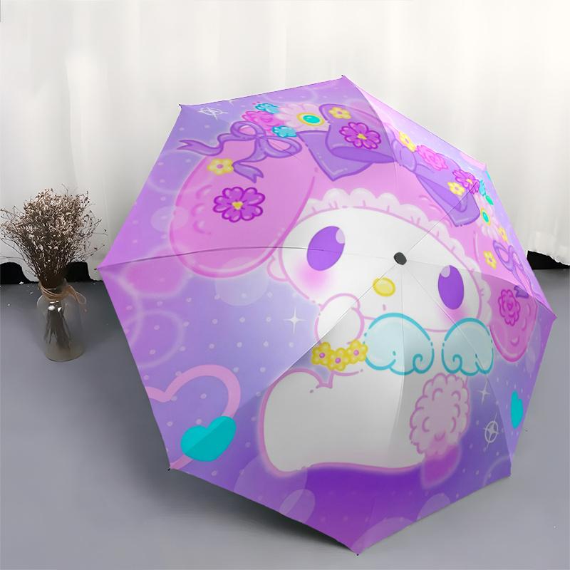1pc My Melody Automatic Folding Umbrella - Portable 3-Fold Design with 8-Bone Iron Frame, Perfect for Outdoor Use, Festive Gifts, Travel, Daily Use, S