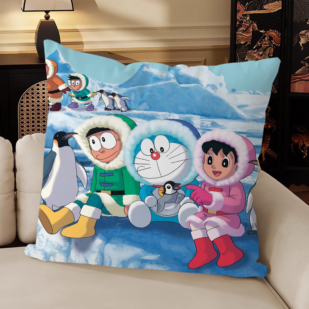 Cartoon Cute Pillow Case Sofa Living Room Bedroom Headboard Backrest Cushion Square Cushion D-Doraemons Nap Time