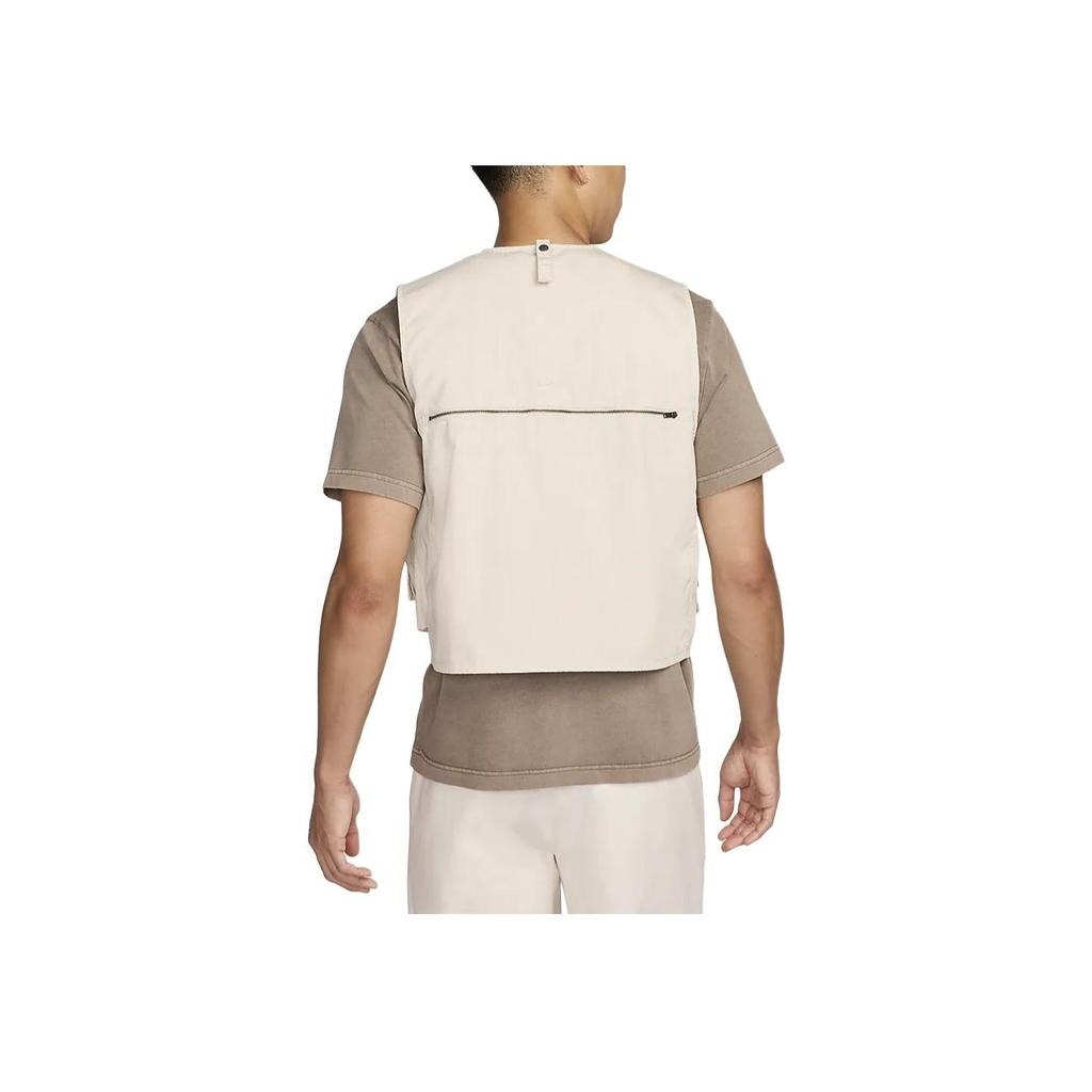 Nike Solid Color V-Neck Zipper Multi-Pocket Vest Men Vests Light-Mineral-Brown FN3215-104