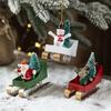 Iron Art Sleigh Hanging Ornamen Nordic Christmas Figurine Decorations Xmas Tree Sled Pendant  Gifts