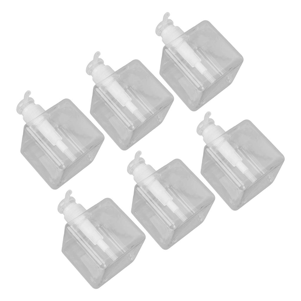 6 Stück Klare Pumpflaschen 250ml Flacher Quadratischer Körper Transparent Großer Durchmesser Tragbar Recycelbar