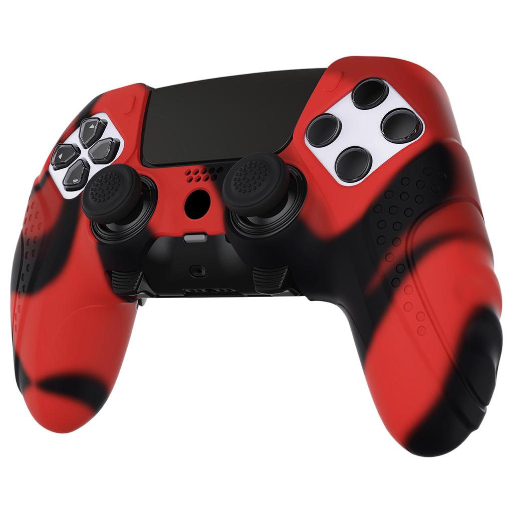 PlayVital Soft Rubber Protector Skin for PS5 Edge Wireless Ergonomic Silicone Cover Case with Thumb Grip Caps for PS5 Edge Controller Edition Red