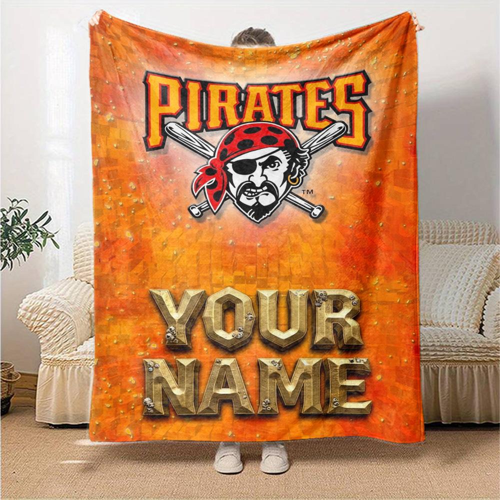 Name Custom Pittsburgh Pirates Logo Print Flannel Blanket High Quality Warm Comfortable Cover for All Seasons Perfect for Gifts Home Decor