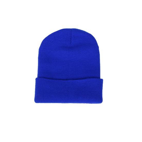 Men Women Solid Color Warm Woolen Knitted Cap Fluorescent Cuffed Beanie Hat