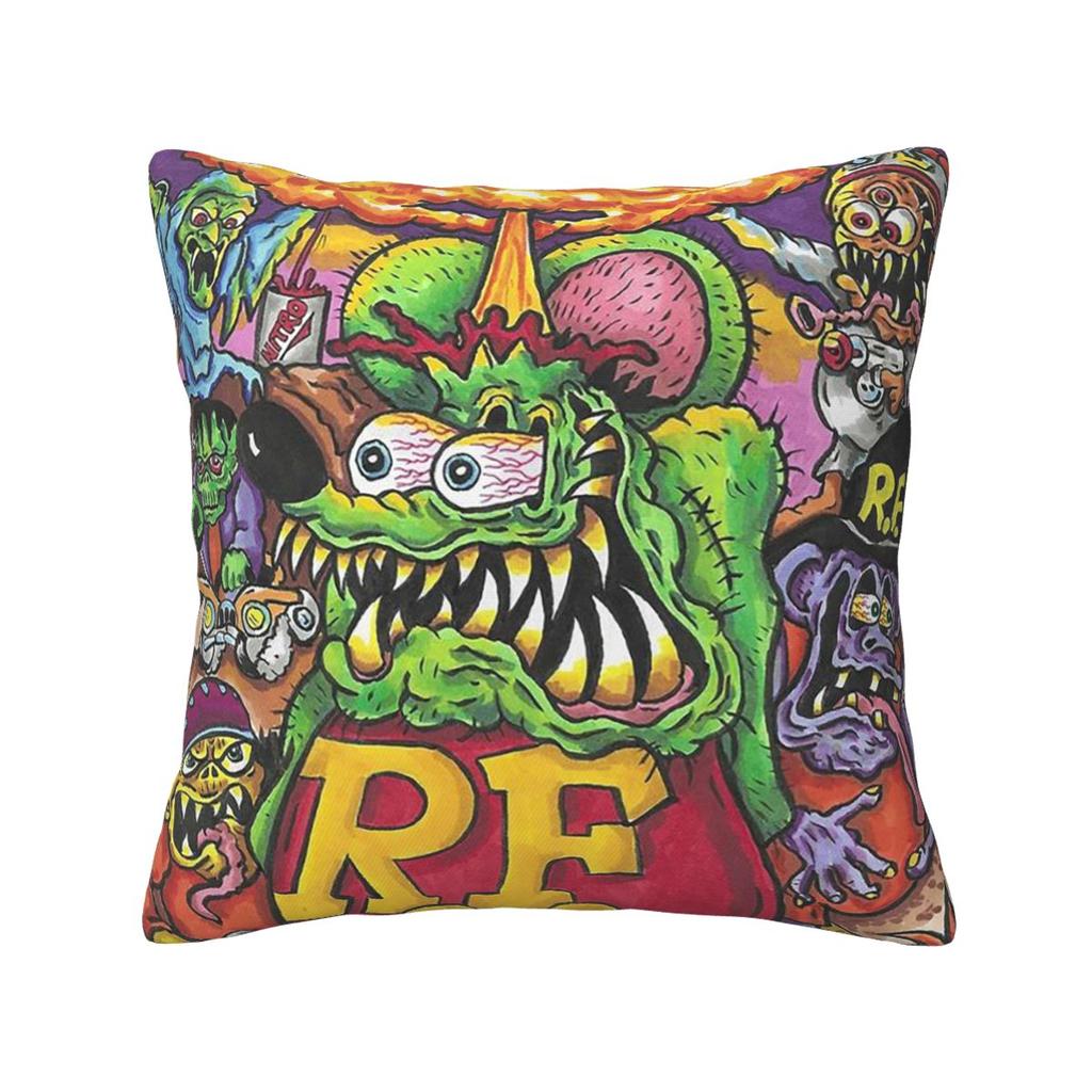 Rat Fink Square Pillowcase Pillow Cover Cushion Zip Decorative Comfort Throw Pillow for Home Living Room