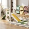 Foldable 4 in 1 Toddler Slide with Climber, Basketball Hoop, Storage Space and Basketball for Ages 1-3 Years, Cream