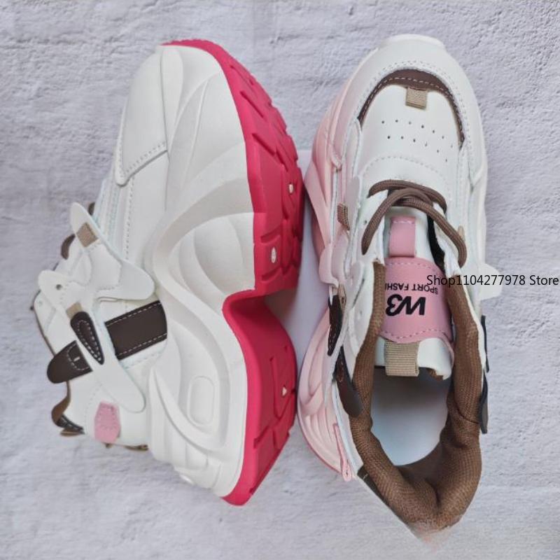 Fashion Womens Sneakers Spring Shoes Tennis Female Platform Roses 2025 Trainers Thick Sole Short Plush Increased Internal Spring Microfi