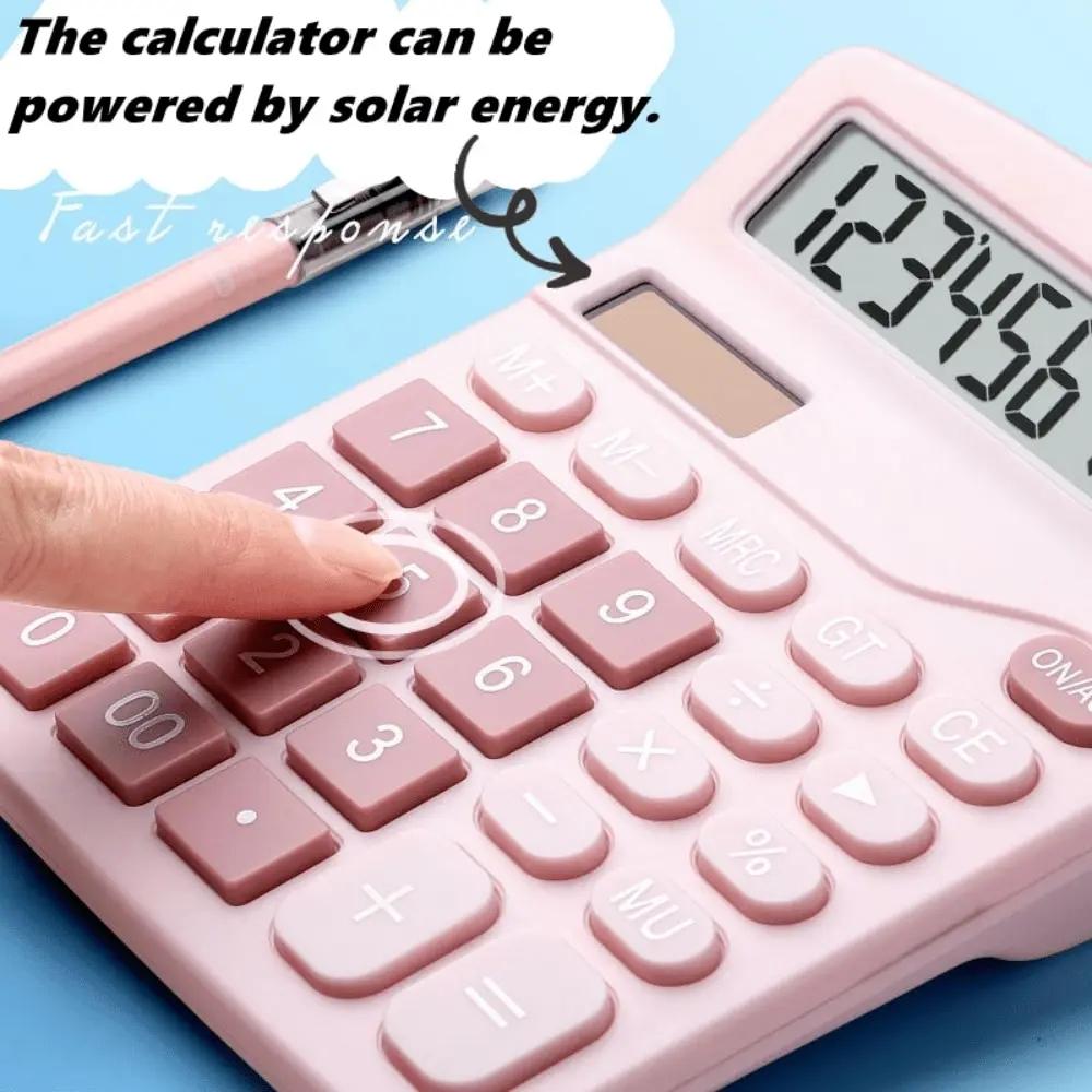 1PC Simple Color 12-bit Solar Calculator with Large Screen Suitable for Student Finance Office Desktop Calculator