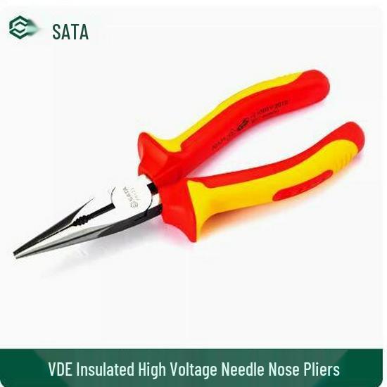 SATA VDE Insulated 6 & 8 Needle-Nose Pliers, 1000V High Voltage Electrician s Tool 6-inch