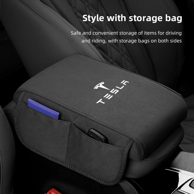 RUNTB1 Car Armrest Pad Memory Foam Arm Rest Cushion Accessories For Tesla Model 3 Model S Model X Model Y Cybertruck Roadster SpaceX