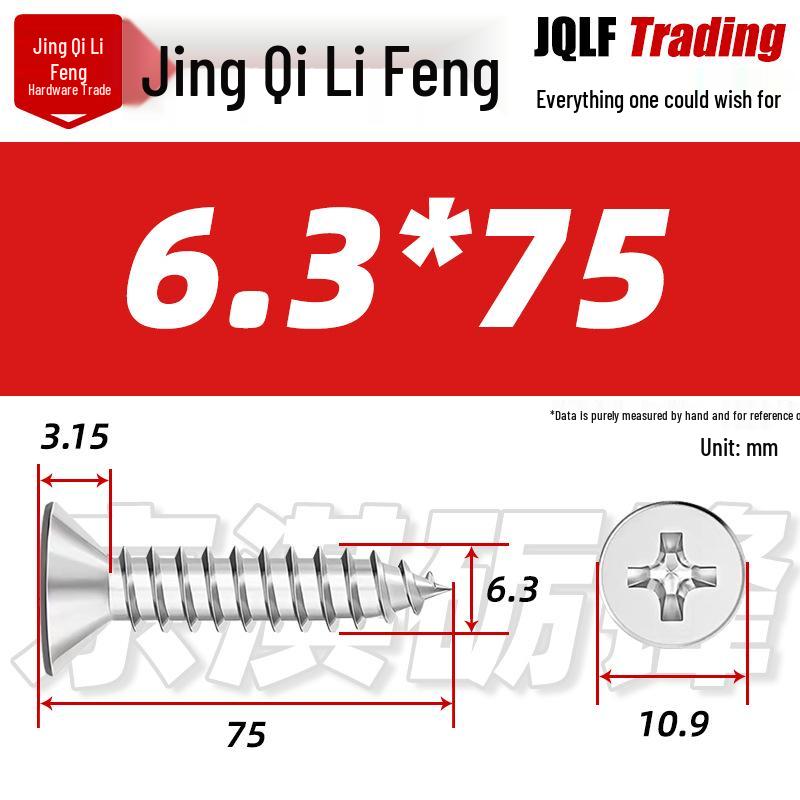 304 Stainless Steel Countersunk Self-Tapping Screw for Furniture & Outdoor Construction (GB/T 846)