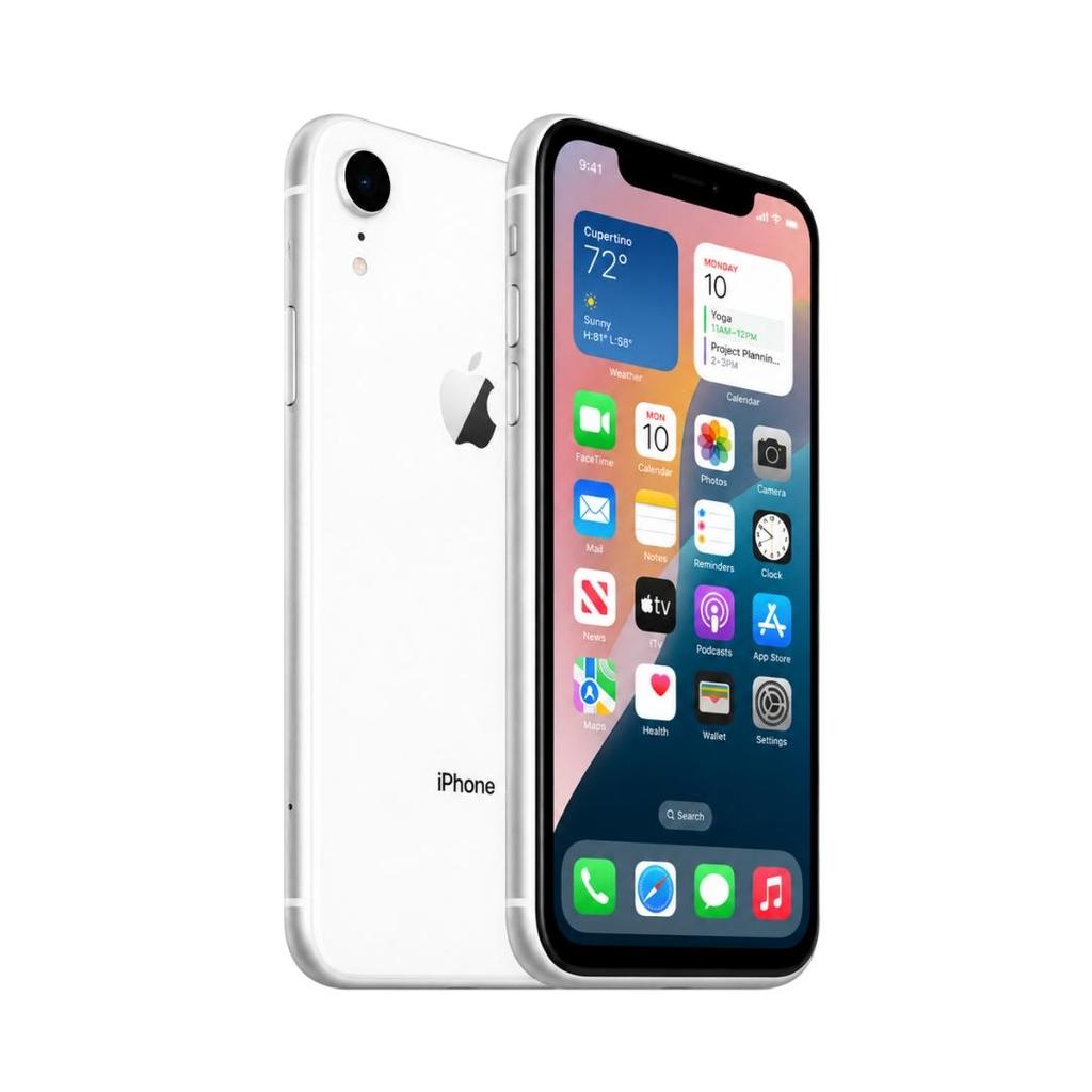 Refurbished Apple iPhone Xr 6.1'' 3GB RAM 64GB ROM White 4G LTE Unlocked Smartphone With Single SIM