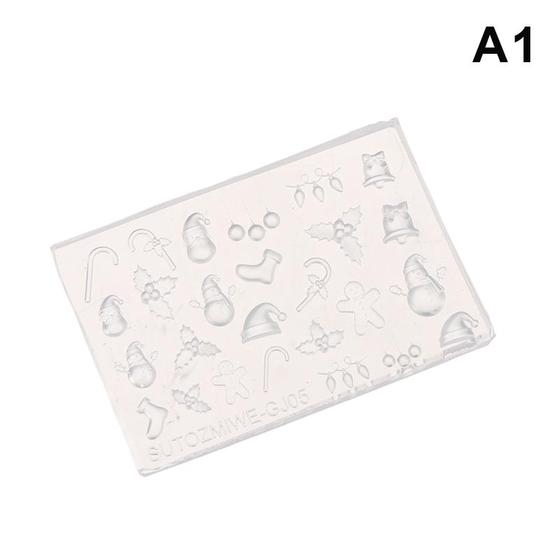 

3D Silicone Nail Mold For Diy Nail Art Christmas Tree Snowman Bell Gingerbread Man Transparent Design Template Manicure Tool