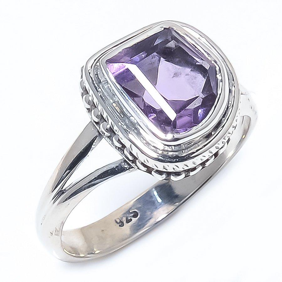 Natural Pink Amethyst Gemstone Handmade 925 Sterling Silver Gift Ring S.7 C2y26