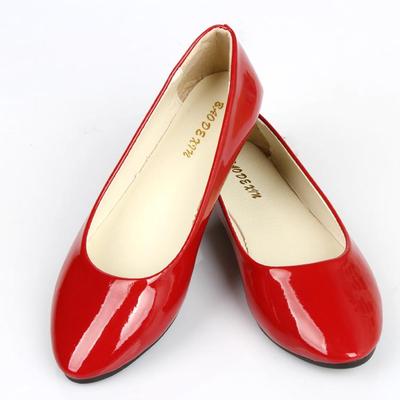 Scarpe singole poco profonde Ballerine in pelle verniciata Pu Primavera Casual Tondo Traino Sansali da balletto color caramello