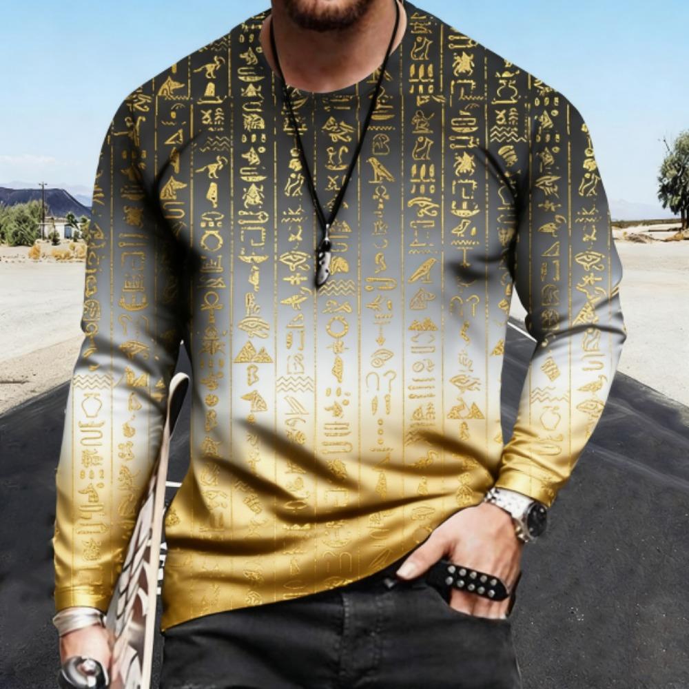 Spring Funny Print Pullover Europe America Fashion Comfortable Men's Long Sleeve T-shirt Outdoor Oversized Tees Top