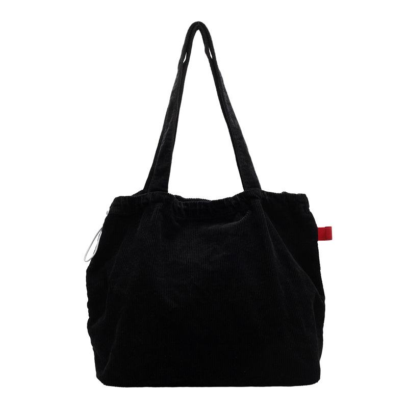 Drawstring Tote Bag Large Capacity Women's Leisure Travel Portable Shopping Bag Commuter Velvet Shoulder Bag Women's Bag