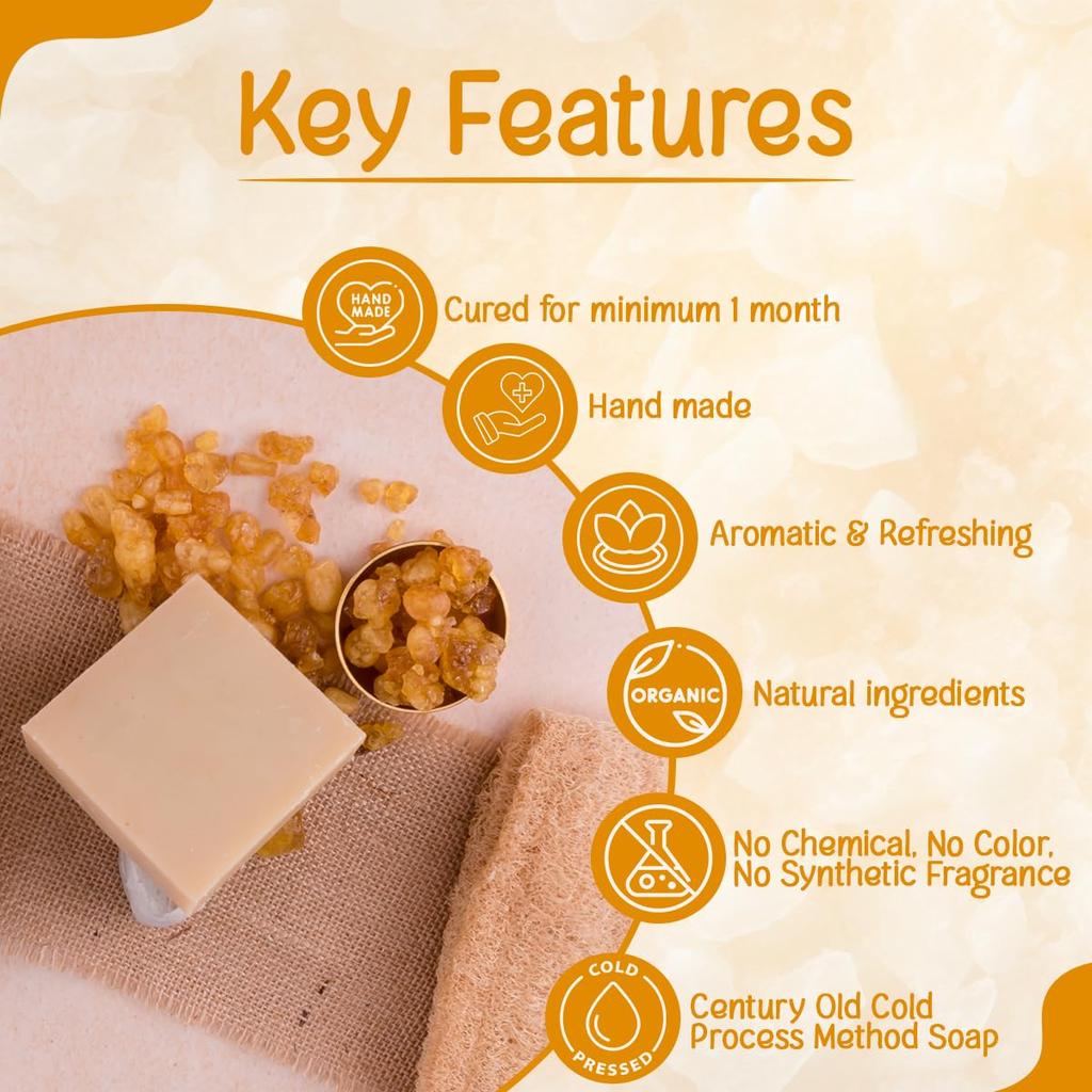 Naturalis Frankincense Soap Premium Handmade Organic Soap Infused with Pure Frankincense Oil for Face, Deep Cleansing, Skin Hydration, Soothing