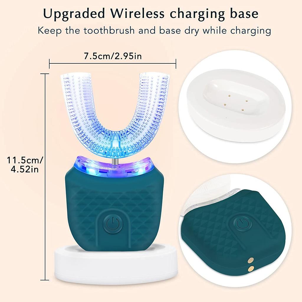 Ultrasonic Electric Toothbrush U-shaped Adult Automatic Toothbrush 360° Full Mouth Whitening Wireless Charging Waterproof Brush