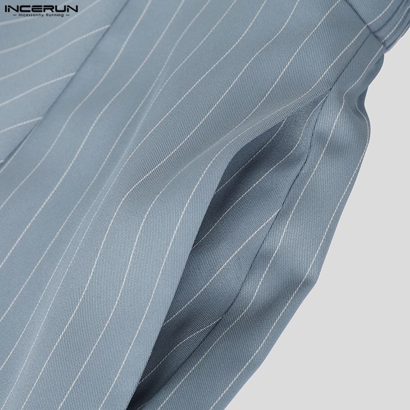 INCERUN Vintage Men Elastic Waist Gothic Striped Casual Baggy Drop-crotch Pants