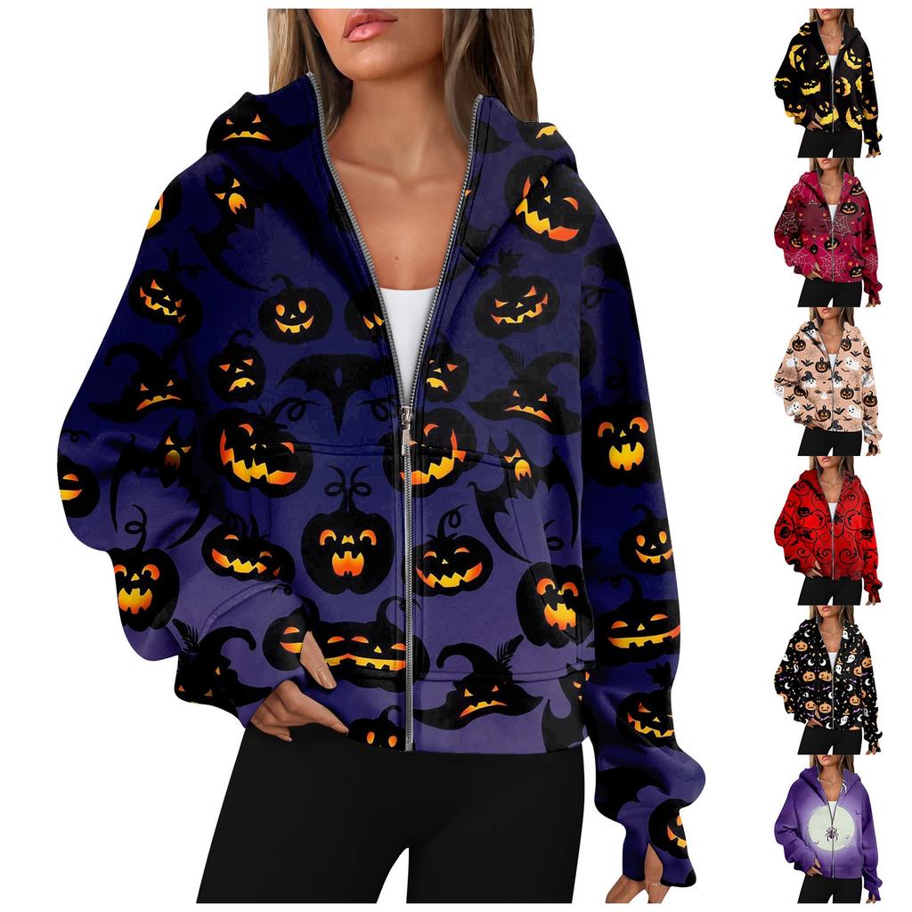 Women's Hoodies  Long Sleeve Casual Full Zipper Sweatshirts Thumb Hole Sweatshirts Coat Jackets  With Pockets