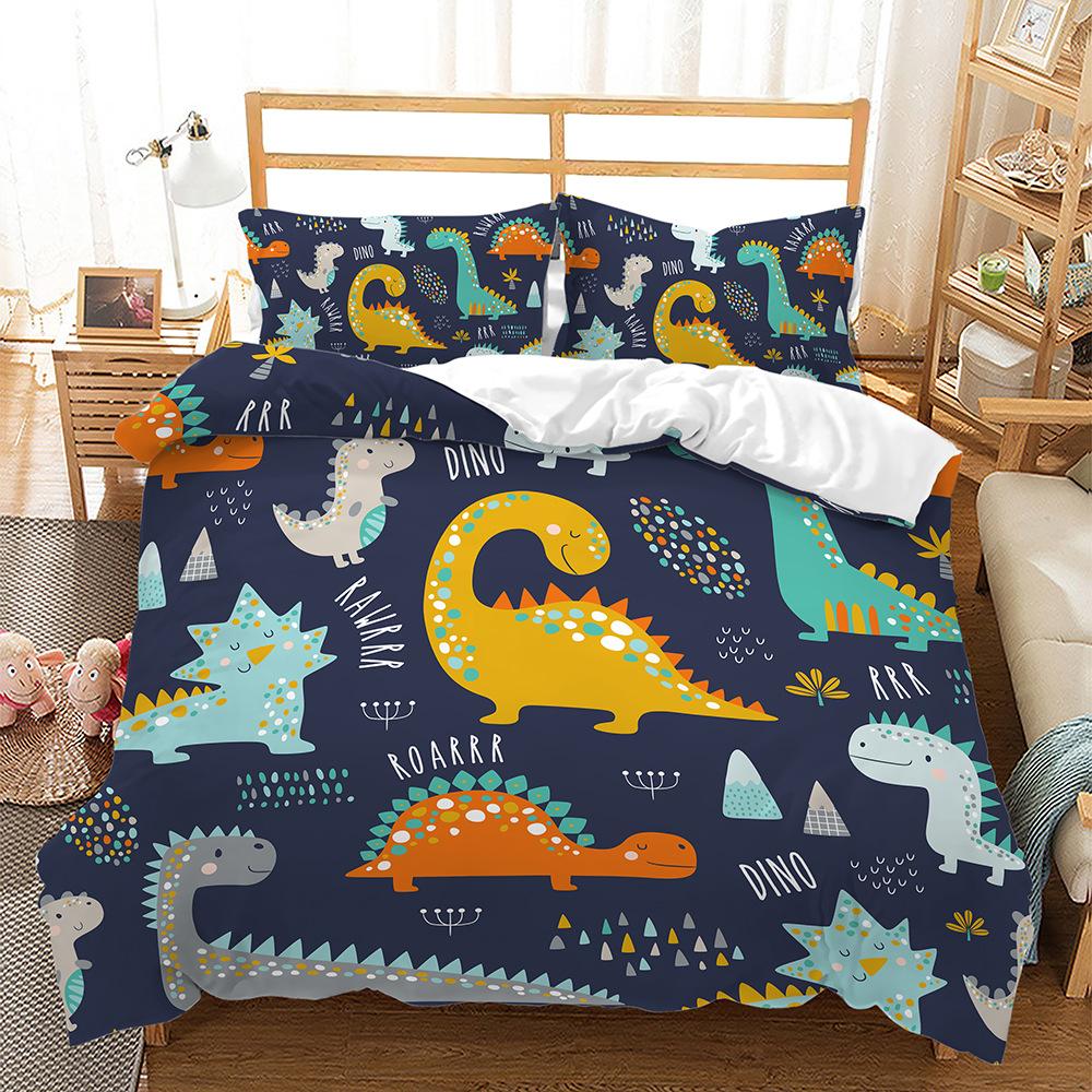 Animal Dinosaur Three-Piece Quilt Cover Children'S Bedding Digital Printing Four-Piece Batch